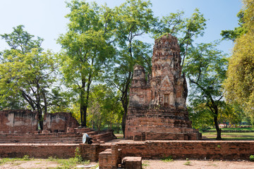 Ayutthaya, Thailand - Apr 10 2018: WAT MAHATHAT in Ayutthaya, Thailand. It is part of the World Heritage Site - Historic City of Ayutthaya.