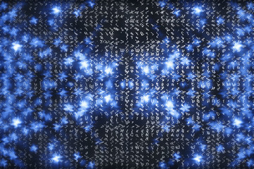 Blue matrix digital background. Abstract cyberspace concept. Characters fall down. Matrix from...