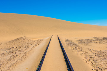 Railway tracks after sand storm, Namibia