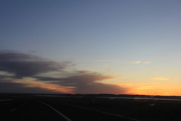 sunset on road