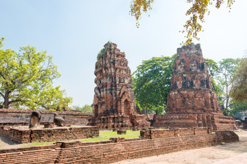 Ayutthaya, Thailand - Apr 10 2018: WAT MAHATHAT in Ayutthaya, Thailand. It is part of the World Heritage Site - Historic City of Ayutthaya.