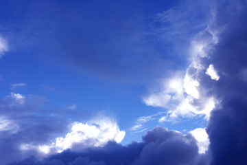 Naklejka na ściany i meble white cloud on blue sky cloudiness covered cumuli cumulonimbus