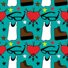 Teenage girl things. Seamless pattern, background.