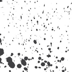 Black drops of paint and stains, ink blots and watercolor. Vector ink texture. Abstract ink background