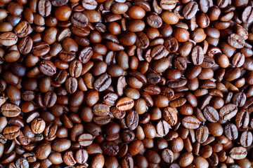 Coffee beans background closeup