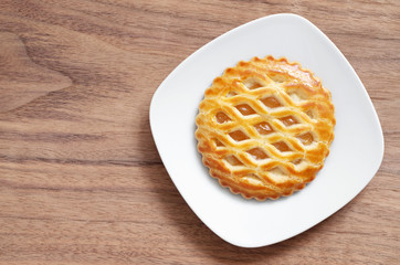 Round Apple Lattice Cake in plate