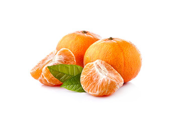 Mandarin isolated on white background. Tangerines closeup isolated.