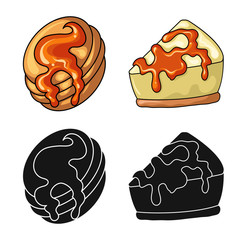 Isolated object of confectionery and culinary symbol. Set of confectionery and product stock vector illustration.