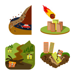 Vector illustration of cataclysm and disaster symbol. Set of cataclysm and apocalypse  stock symbol for web. © pandavector