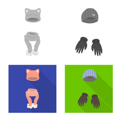 Isolated object of clothes  and texture sign. Collection of clothes  and weather  stock vector illustration.