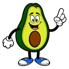 Avocado Mascot Pointing - A cartoon illustration of a cute Avocado mascot.