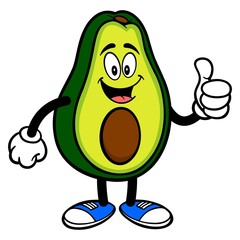 Avocado Mascot with Thumbs Up - A cartoon illustration of a cute Avocado mascot.