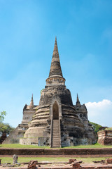 Ayutthaya, Thailand - Apr 10 2018: WAT PHRASISANPETH in Ayutthaya, Thailand. It is part of the World Heritage Site - Historic City of Ayutthaya.