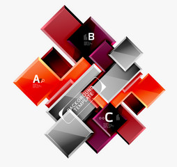 Geometrical design squares abstract banner, glossy shiny effects