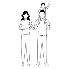 family avatar cartoon character black and white