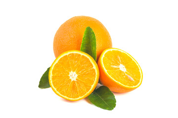 orange and lime isolated on white background