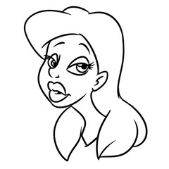 Beautiful redhead girl portrait cartoon illustration isolated image coloring page