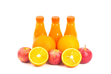 fresh orange juice and fruits
