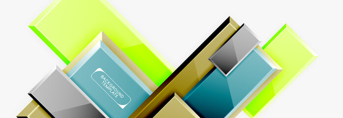 Fototapeta premium Geometrical design squares abstract banner, glossy shiny effects