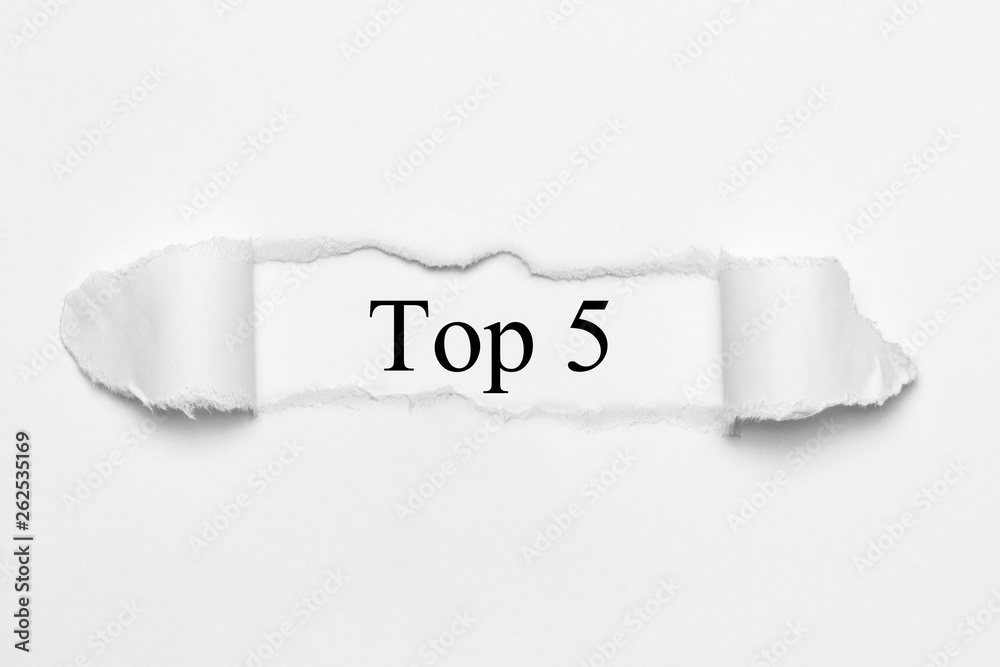 Canvas Prints Top 5 on white torn paper