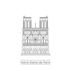 Naklejka premium Notre Dame Cathedral line drawing
