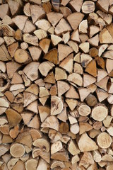 Sections de bois de chauffage coupé