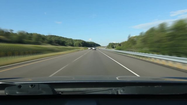 Timelapse of driving north on Highway 400. Between Craighurst and Mt St Louis in Ontario, Canada. 