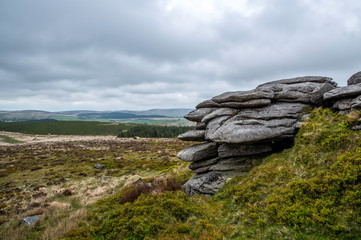 Rocks in Dartomoor National Park in Devon in England