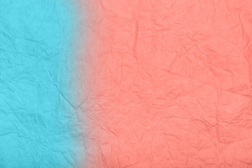 Abstract textured paper coral and blue gradient colors background.