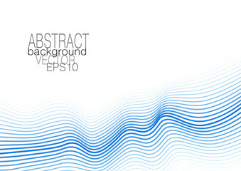 Blue dynamic undulating lines. Modern template, op art pattern. Squiggle curves. White background. Vector abstract layout for brochure, leaflet, flyer, book, poster, presentation. EPS10 illustration