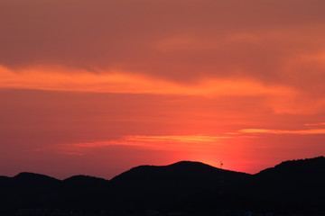 Dramatic sunset and sunrise sky. Golden time cloud and sky.