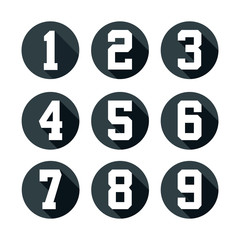 Flat Number Icon Set - Vector