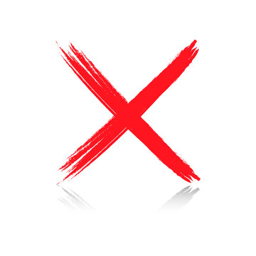 X Cross with Shadow on White Background - Vector