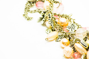 White background decorated with beads