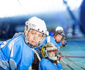 Ice hockey player with teammates during the match