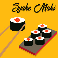 Sushi icons set. Asian food. Flat style food.
