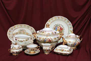 set of porcelain dishes