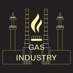 Gas processing plant.Gas burner with flame.