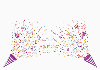 Colorful bright confetti isolated on transparent background. Festive vector illustration