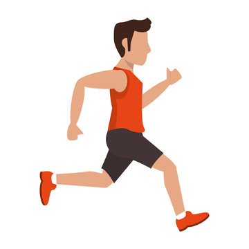 fitness man running sideview