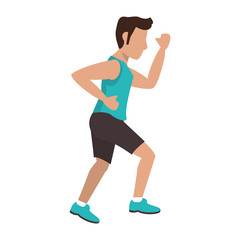 fitness man running sideview