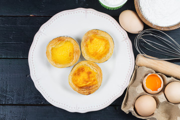 Egg tart, traditional Portuguese dessert,