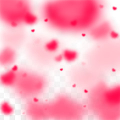 Hearts Confetti Falling Background. St. Valentine's Day pattern. Romantic Scattered Hearts Design Element. Love. Sweet Moment. Gift. Cute Element of Design for Sales or Celebration.