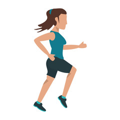 Fototapeta na wymiar Fitness woman running sideview
