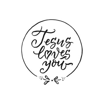 Jesus loves you - vector religions hand drawn lettering