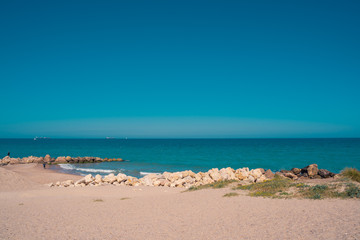 Fototapeta na wymiar Beautiful Beach.Turquoise sea water. Saler, Valencia