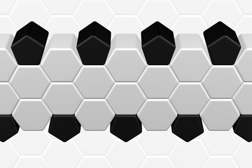 Soccer background - hexagonal and pentagonal shapes. 3D rendering.