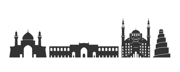 Naklejka premium Iraq logo. Isolated Iraqi architecture on white background