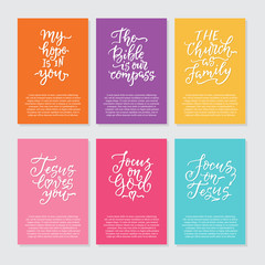 Naklejka premium Vector set of cards with religions lettering
