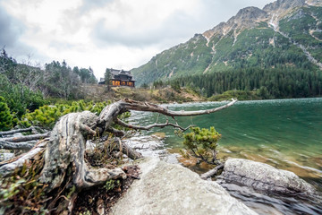 Warm wooden shelter by Morskie Oko Lake in Tatra Mountains, Poland © malajscy